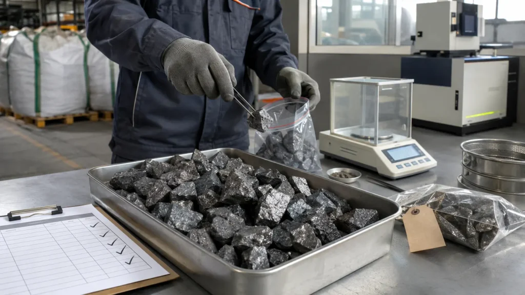 نمونهبرداری و کنترل کیفیت فرومنگنز پرکربن از بررسی COA تا آزمون آزمایشگاهی